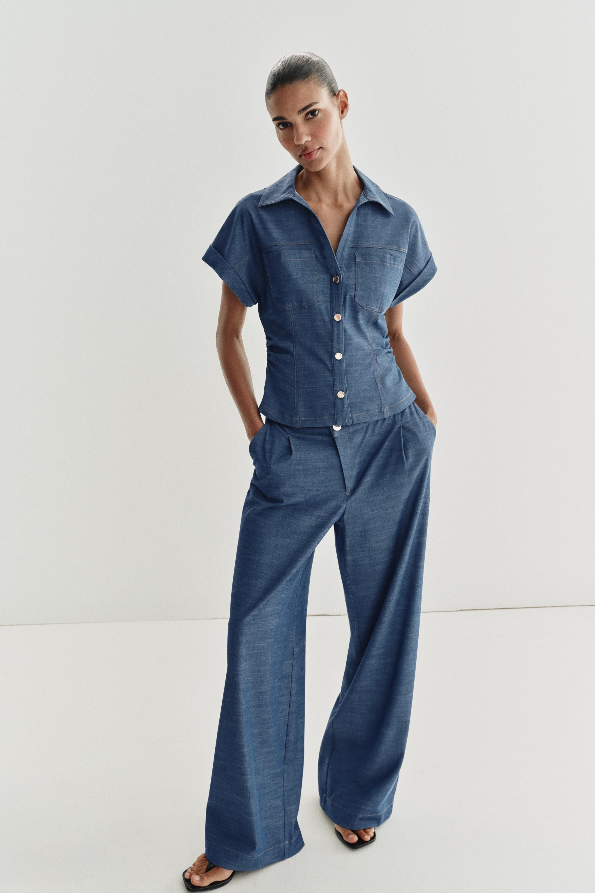 CROSSOVER WAIST WIDE LEG PANTS